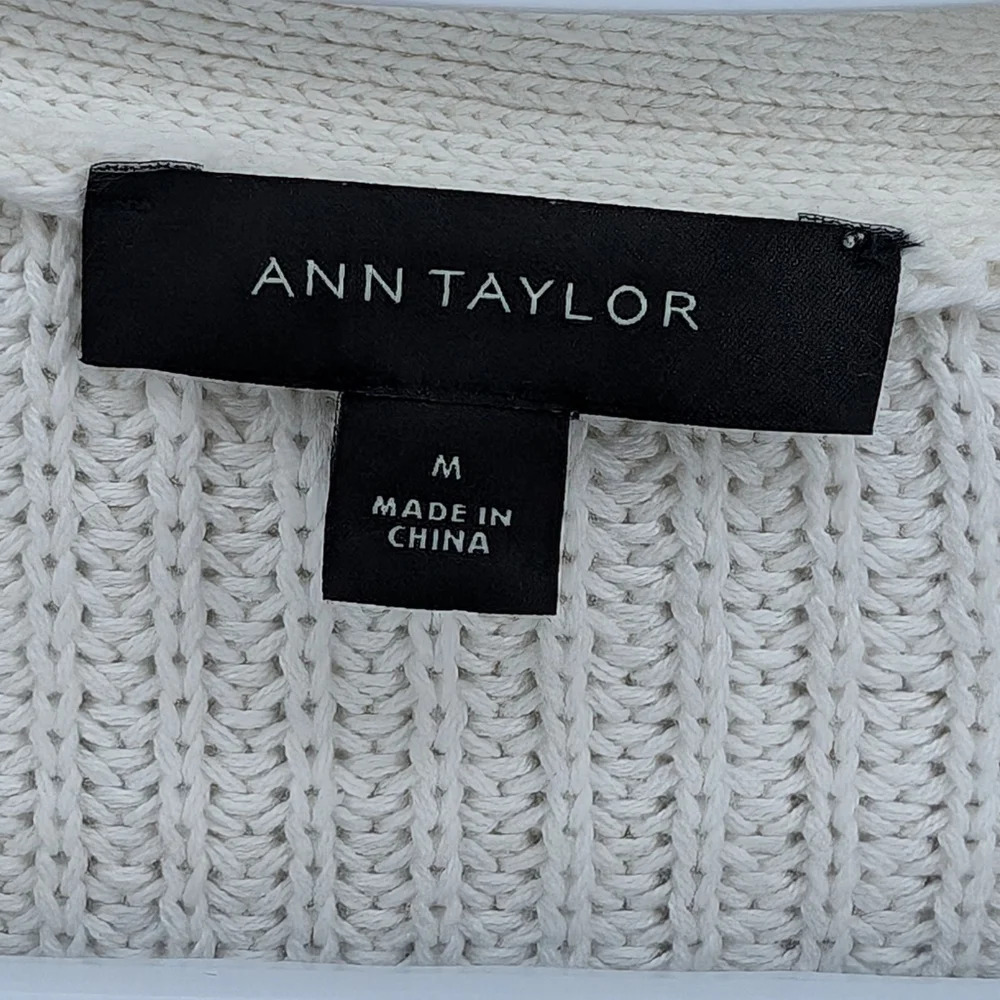 Ann Taylor Purple & White Ombre Knit Button Front Cardigan Woman Medium - Picture 5 of 10